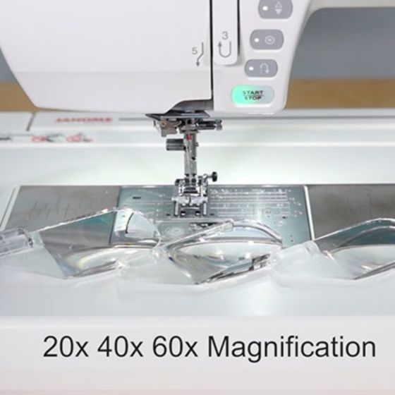 AcuView Magnifier Holder with 20x, 40x, 60x Lenses Janome