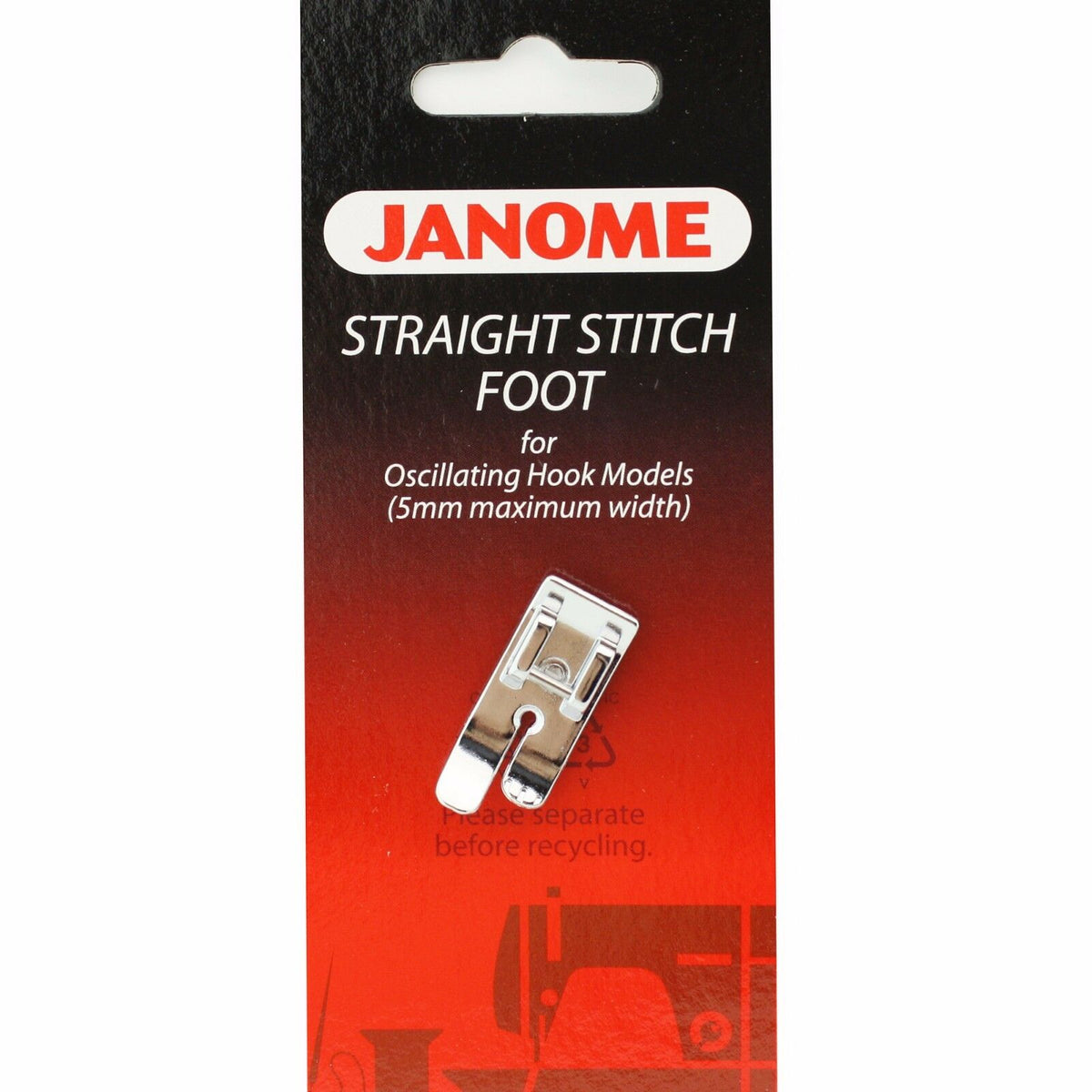 Straight Stitch Foot For Oscillating Hook Model (5mm Max Width) Janome